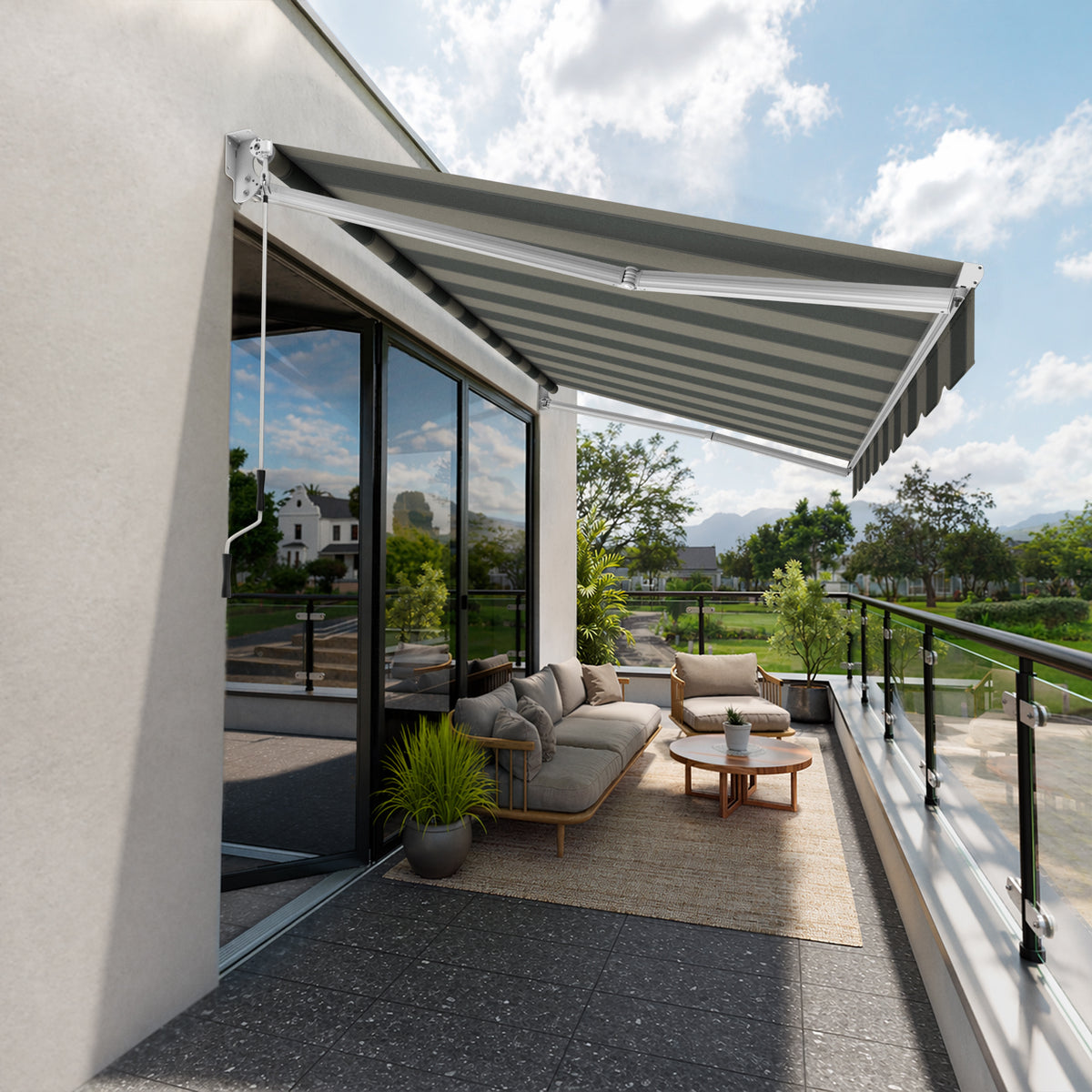Copertină cu brațe articulate standard, gri perlat (Pebble Grey)