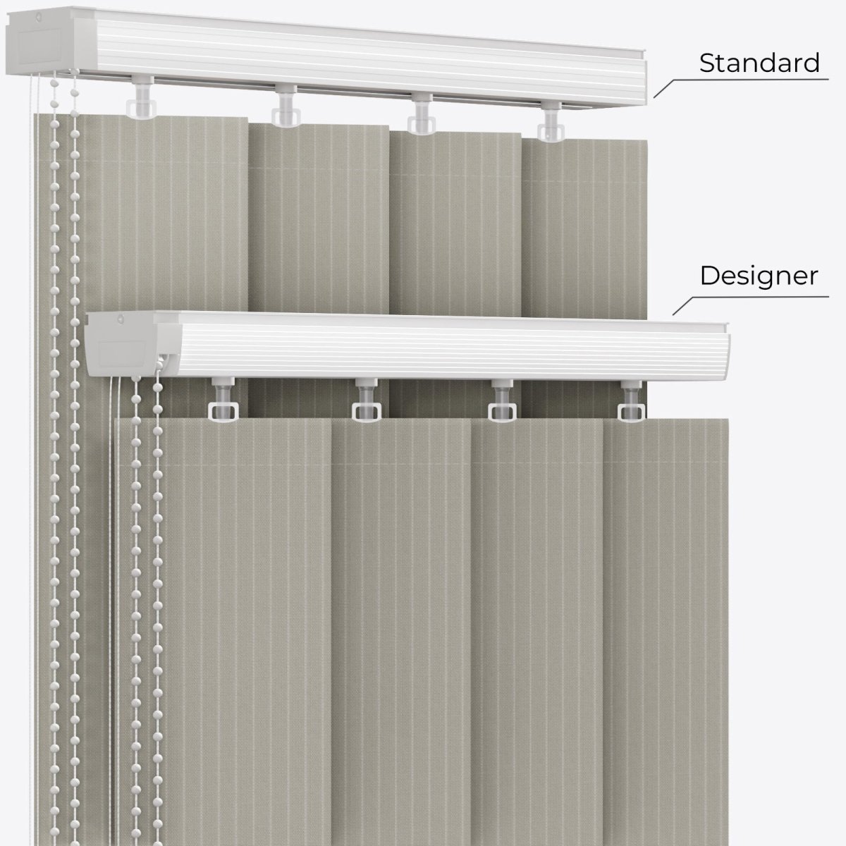 Pencil Stripe Bluish Grey Vertical Blinds - Zen Shades