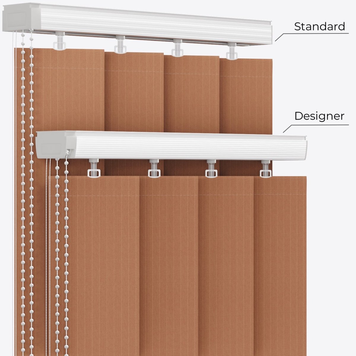 Pencil Stripe Bran Vertical Blinds - Zen Shades
