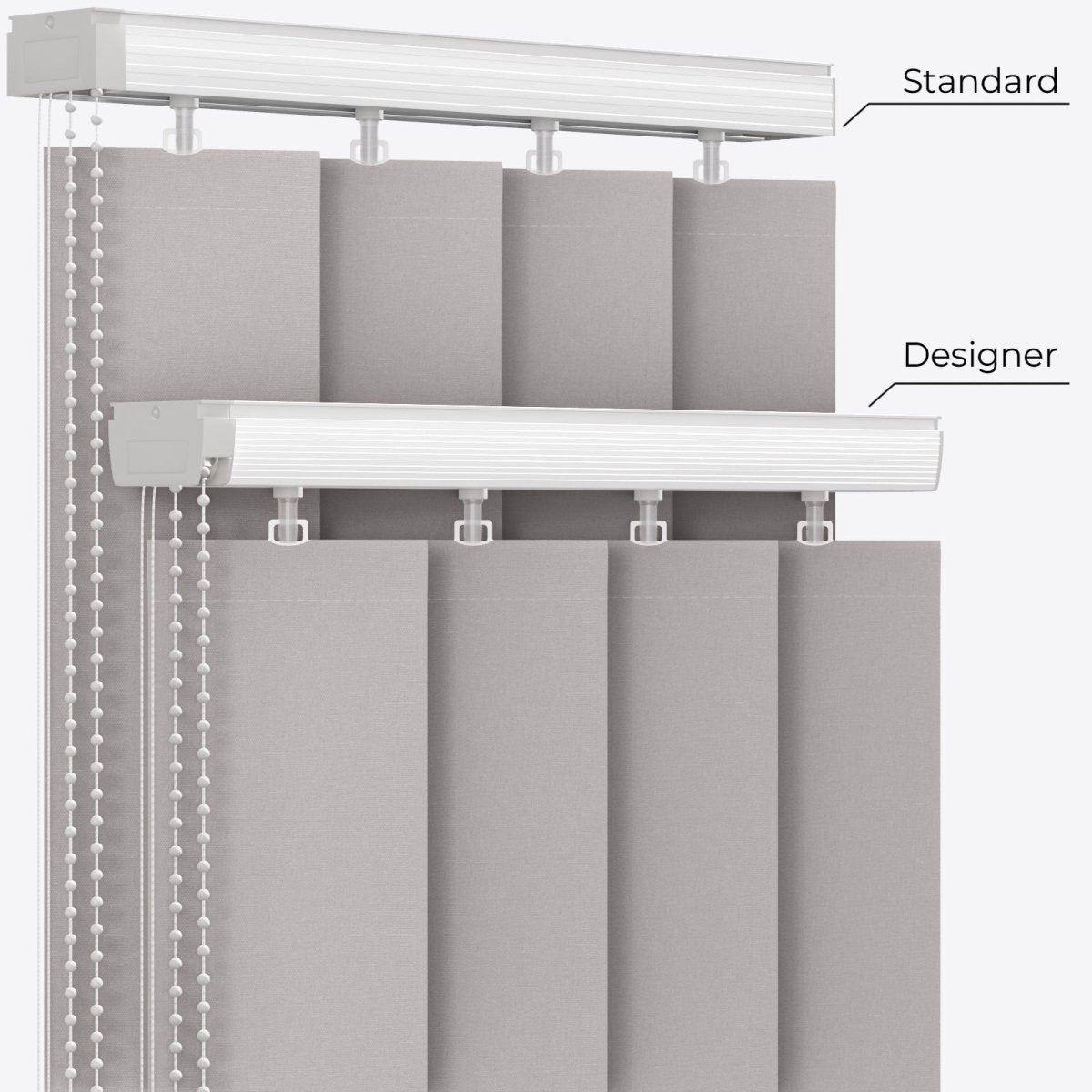 Pristine Dove Blackout Vertical Blinds - Zen Shades