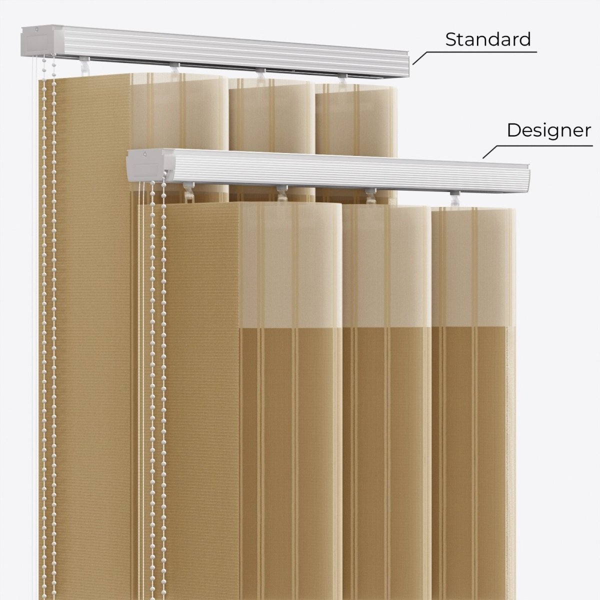 Stripe Fennel Seed Day & Night Vertical Sheer 40cm - Zen Shades