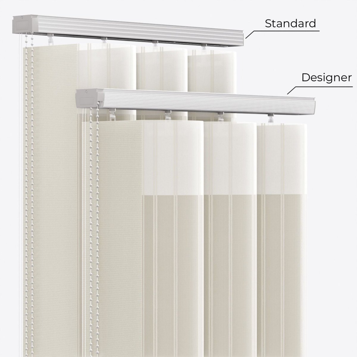 Stripe Moonbeam Day & Night Vertical Sheer 40cm - Zen Shades