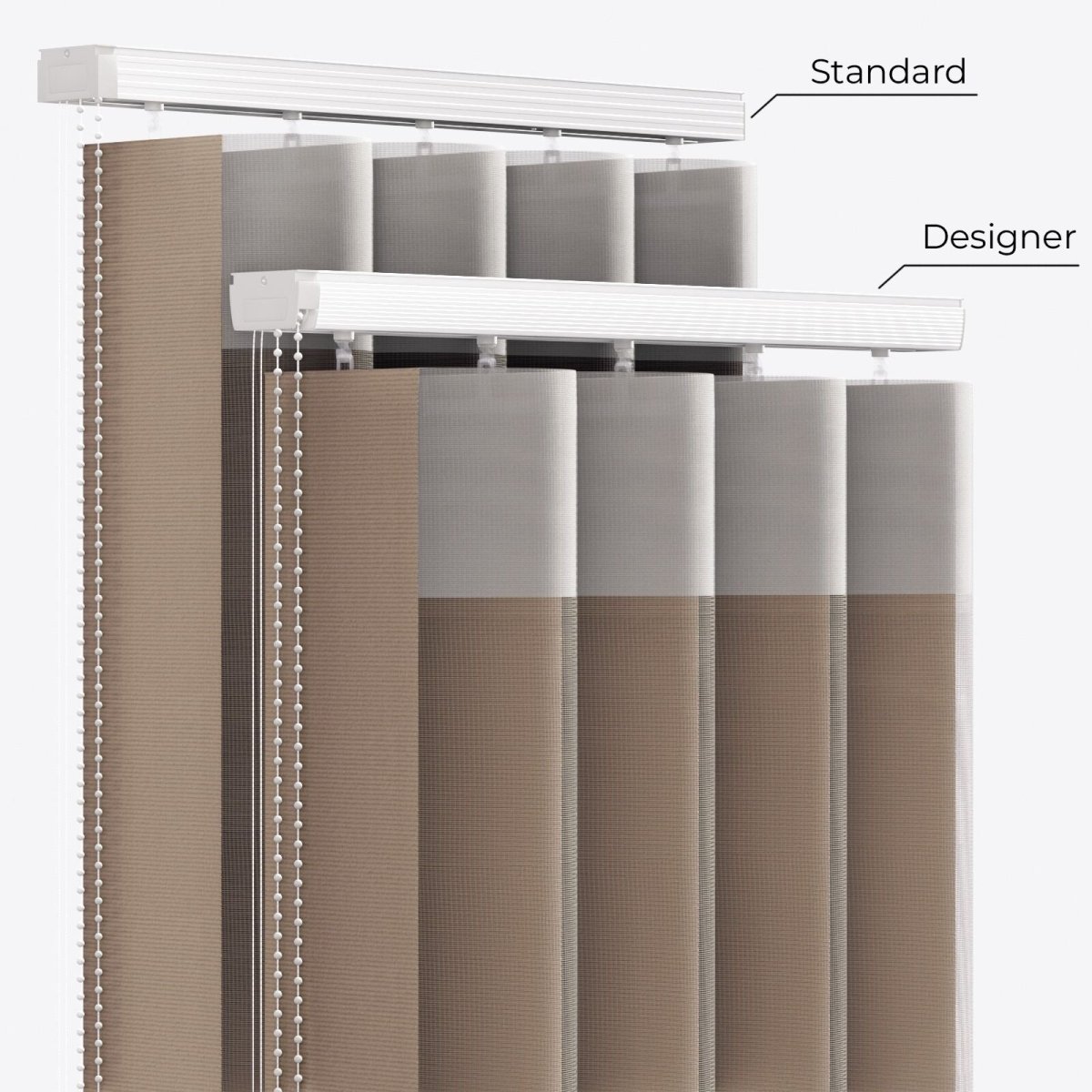 Supreme Moor Oak Grey Day & Night Vertical Sheer 33cm - Zen Shades