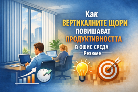 Как вертикалните щори повишават продуктивността в офис среда Резюме