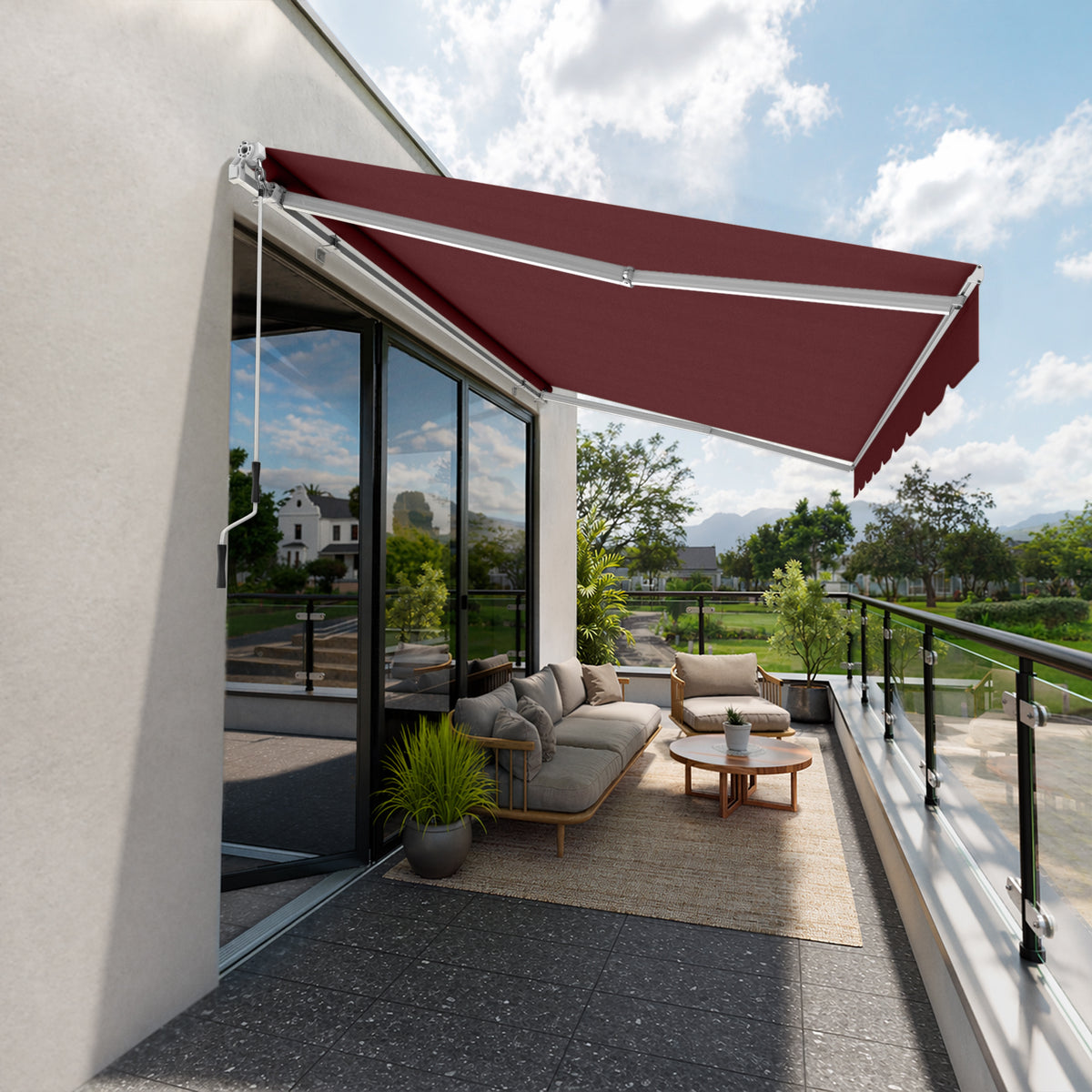 Copertină cu brațe articulate ECO, culoare roșu vin