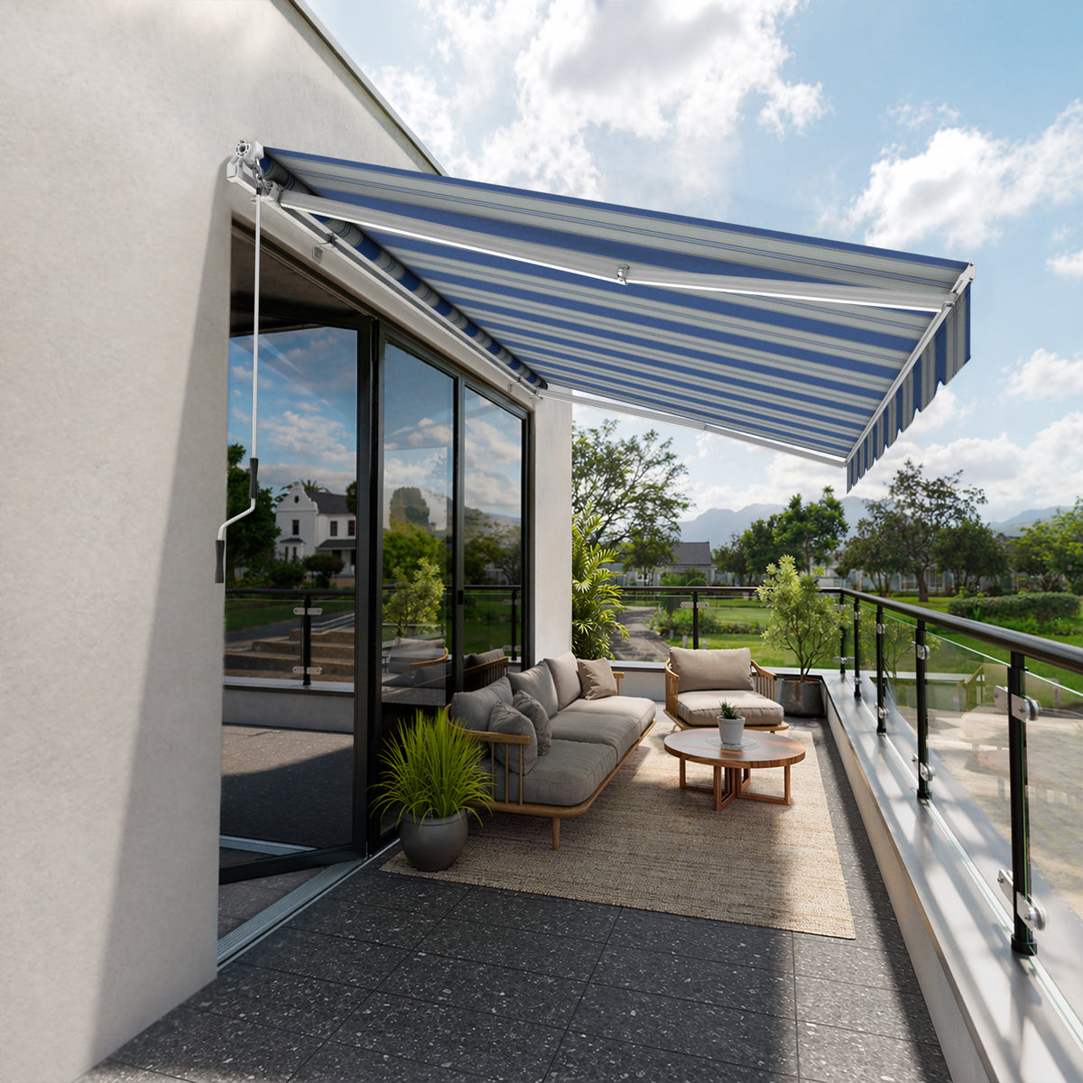 Copertină cu brațe articulate ECO Marina Blue
