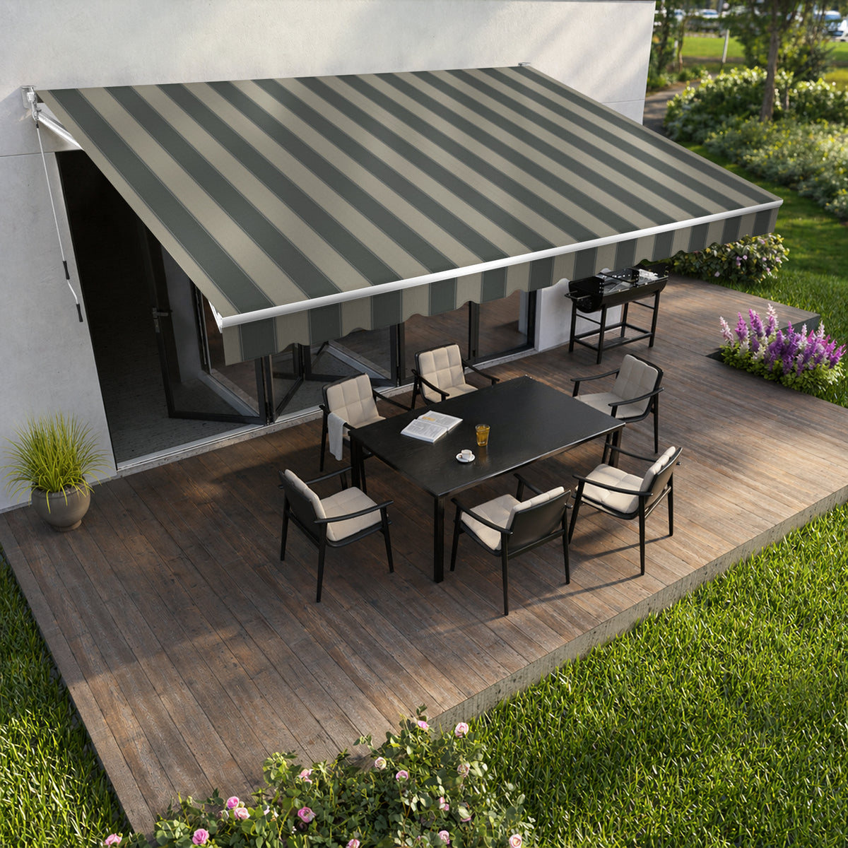 Copertină cu brațe articulate standard, gri perlat (Pebble Grey)