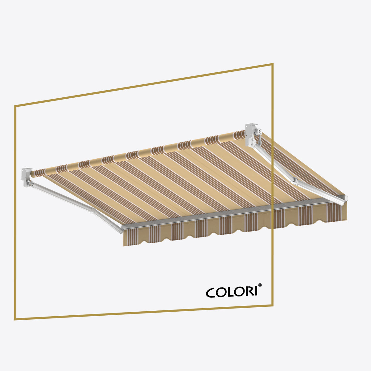 Copertină cu braț retractabil standard, culoarea maro nisip