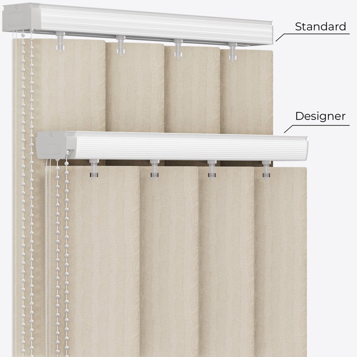 Genebra Ivory Satin Blackout PVC Vertical Blinds - Zen Shades