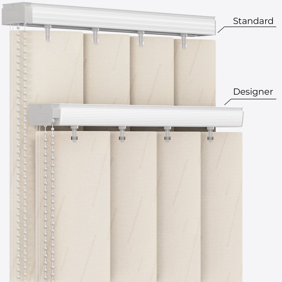 Genova Ivory Satin Blackout PVC Vertical Blinds - Zen Shades