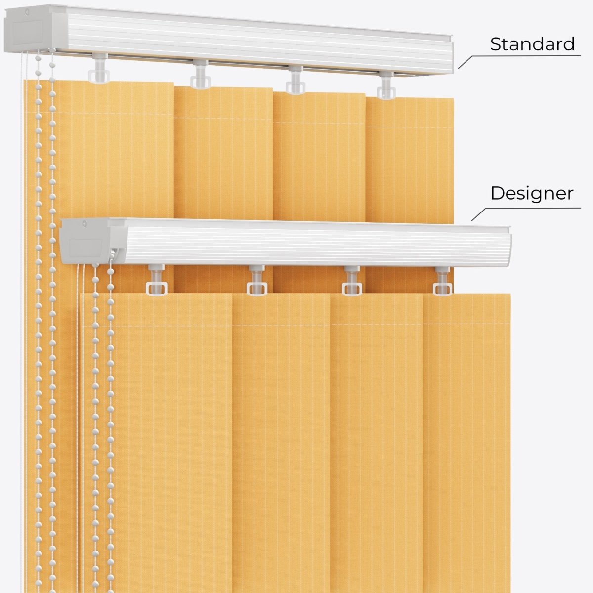 Pencil Stripe Amber Yellow Vertical Blinds - Zen Shades