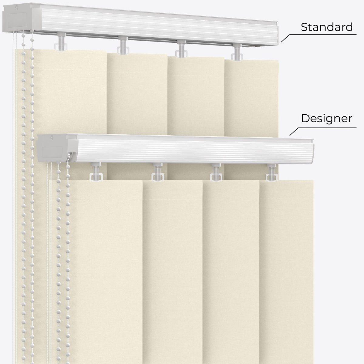 Pristine Tofu Blackout Vertical Blinds - Zen Shades