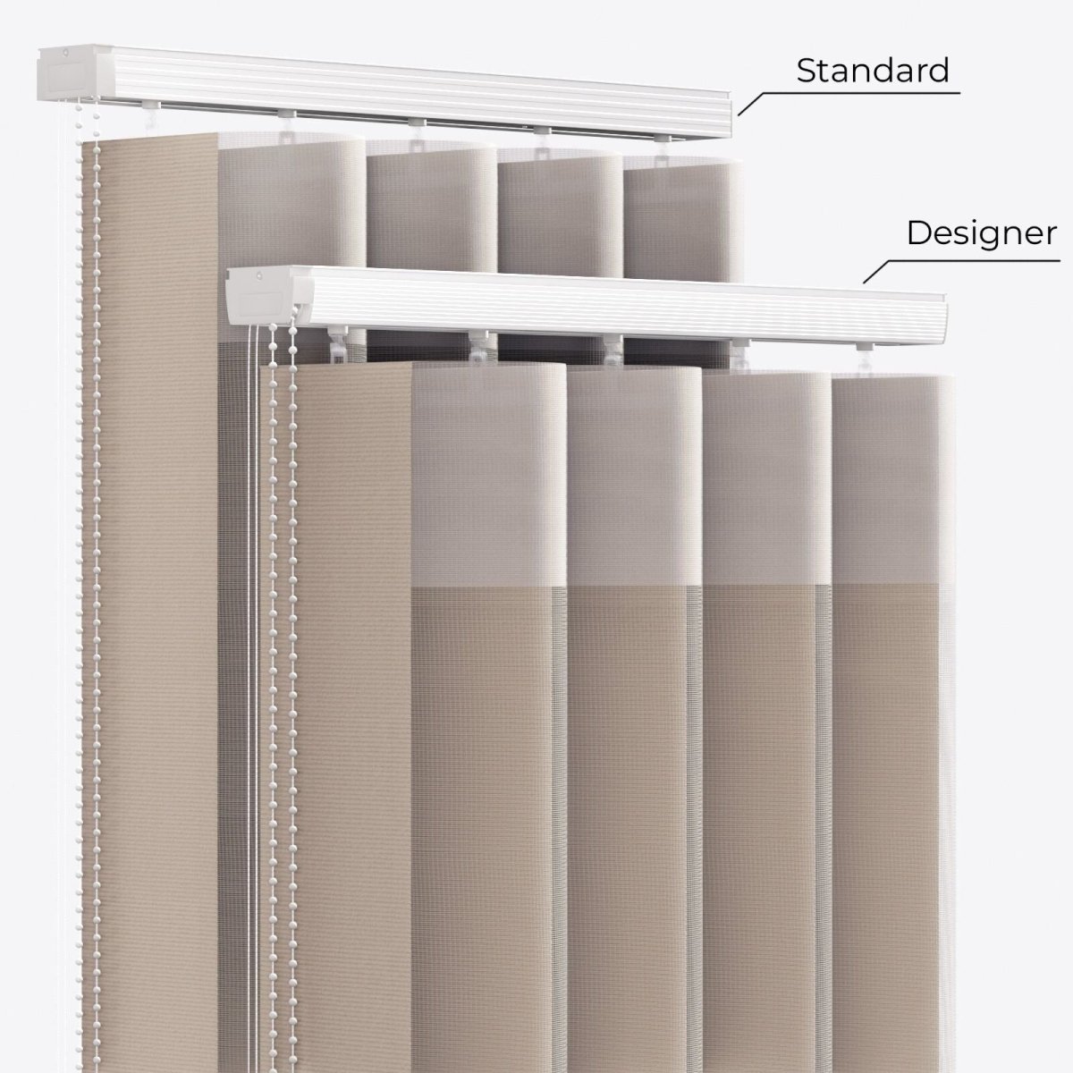 Supreme Sandstone Grey Day & Night Vertical Sheer 33cm - Zen Shades